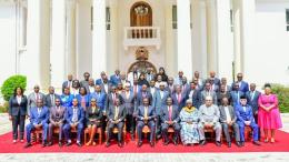 President William Ruto with the 50 CASs who were sworn into office.